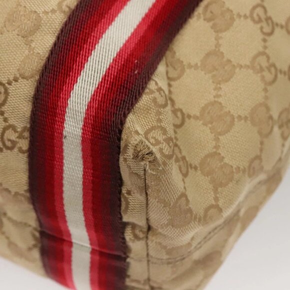 GUCCI GG Canvas Sherry Line Tote Bag Beige Red 189669 Auth BA1983 - Picture 5 of 16